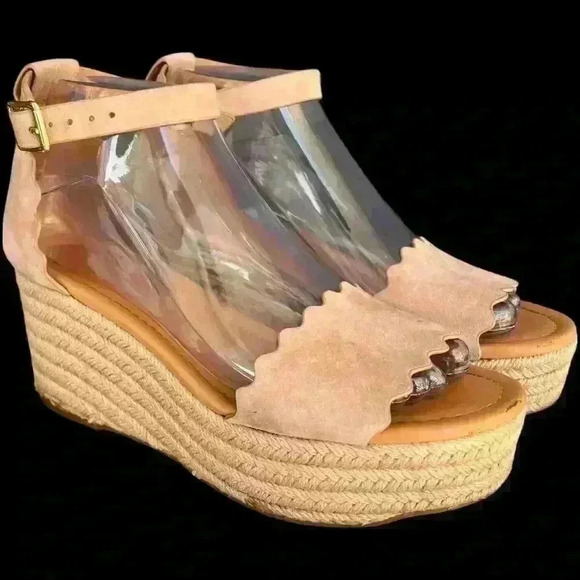 J. Crew Espadrilles Women's Size 6.5 Wedge Sandals Tan Suede Leather Flatform - Picture 7 of 13